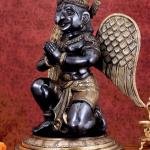 Grand Brass Garuda with Black & Gold Finish | 28" x 19" x 15" (71.1 x 48.3 x 38.1 cm) | 45 kg Monumental Art | Heat-Treated Divine Murti